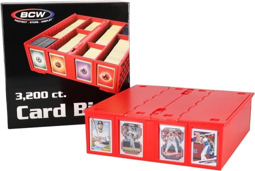 BCW Collectible Card Bin - Paquete de 4 Rojo | Caja de almacenamiento para cartas coleccionables | Capacidad para 3200 cartas | Incluye 4 particiones de almacenamiento de cartas | Almacenamiento de cartas sueltas para Pokemon, MTG y cartas deportivas - Imagen 7