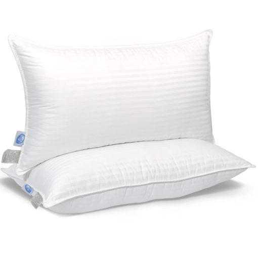 Almohadas de plumas de ganso y plumon Cozy Dream de East Coast Bedding - Certificado RDS, Funda 100% Algodon, Coleccion de Hotel, Dormir en la Cama, Soporte Mediano