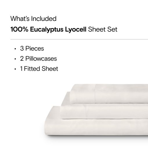 Juego de sabanas SIJO AiryWeight Tencel, 100% Lyocell derivado del eucalipto, suave como la mantequilla, Ganador de las Mejores Sabanas Refrigerantes 2022 de Architectural Digest - 3 piezas - 2 Fundas de Almohada 1 Ajustable (Marfil, Cal King) - Imagen 2