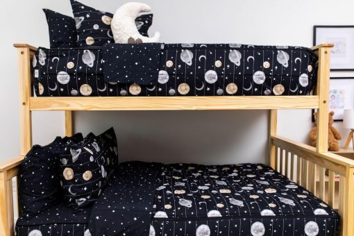 Juego de Cama con Tema del Espacio para Niños, Ropa de Cama con Cremallera Duradera, Sabanas Negras y Edredon del Sistema Solar y Estrellas del Universo, Incluye Funda de Almohada y Cojin, Facil de Hacer y Lavar - Imagen 7