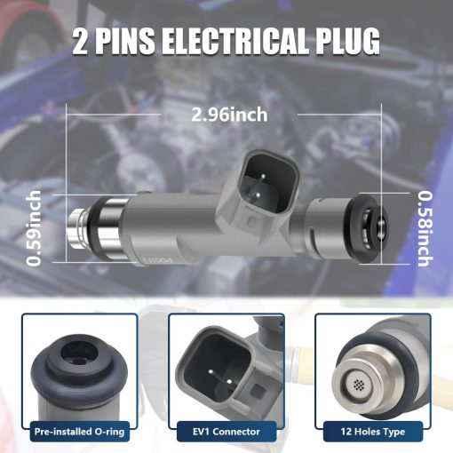 Conjunto Maestro de Alto Rendimiento de 4 Inyectores de Combustible Compatibles con Chevy HHR 2009-2011 Malibu 2010-2012 Pontiac G6 2010 L4 2.2L 2.4L Reemplazo para 12613163 FJ1064 M1409 4G2251 832-11216 8002100N - Imagen 3
