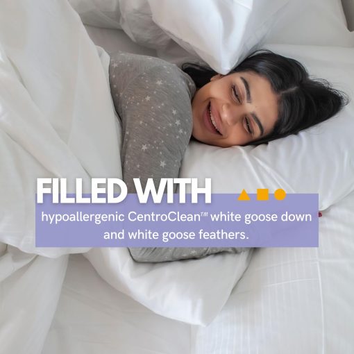 Almohada de plumon y plumas Down Etc Rhapsody Wrap Luxury Hotel 235 hilos 100% algodon suave prelavado a prueba de plumas hipoalergenico, Queen (Paquete de 1), Blanco - Imagen 4