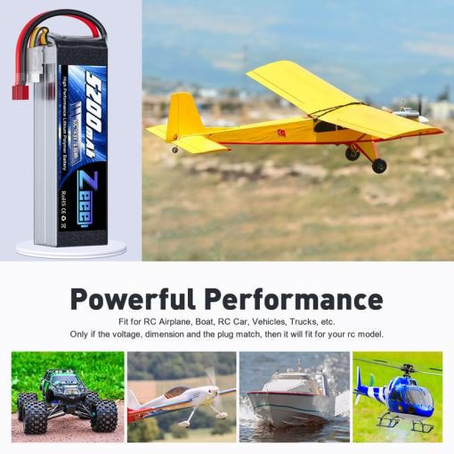 Bateria Lipo Zeee 4S 5200mAh 14.8V 60C con Funda Suave y Conector T Deans para Avion RC Cuadricoptero Helicoptero Coche RC Camion RC Barco - Imagen 5