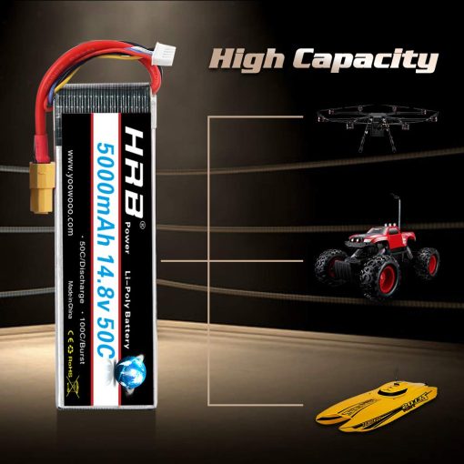 Bateria Lipo HRB 4S 5000mAh 14.8V 50C XT60 RC Bateria Compatible con Helicoptero Avion Coche Barco Camion - Imagen 5