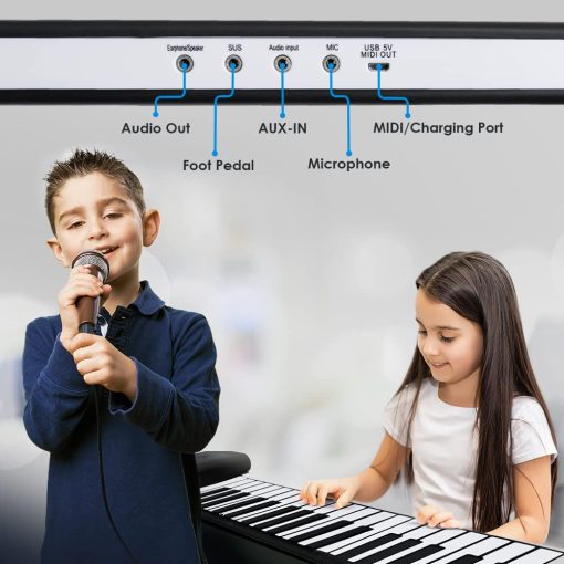 Teclado de Piano Plegable Portatil con Pedal | 61 Teclas | Regalos Musicales para Mujeres Hombres Ninas Ninos | Set de Regalo de Juguetes Educativos | Piano Digital para Principiantes - Imagen 4