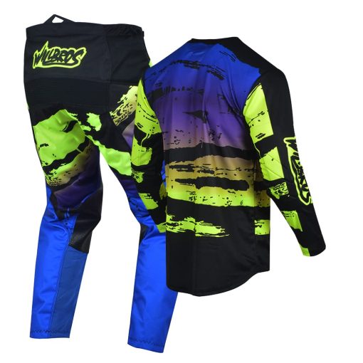 Conjunto de Jersey y Pantalon Willbros para Motocross MX Gear para Hombres Motocicleta Offroad Dirt Bike Ciclismo Carreras BMX ATV Amarillo Azul (Jersey XL Pantalones 36) - Imagen 3
