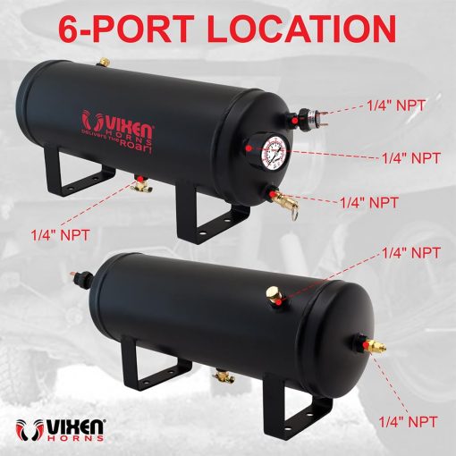 Compresor de aire Vixen Horns 12V con tanque de 1.5 galones - Presion de trabajo de 150 PSI Sistema de aire a bordo para bocinas de tren / Inflado de llantas, VXO8315 - Imagen 3
