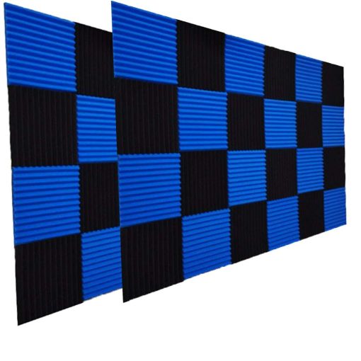 50 Pack Paneles Acusticos Espuma Absorbentes de Sonido para Paredes Paneles de Aislamiento Acustico Cuna para Estudio Casero Techo, 1" X 12" X 12" (50Pcs, Negro y Azul) - Imagen 2