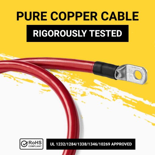 Juego de cables de bateria Spartan Power de 4 pies calibre 1/0 AWG conjunto de cables de 5/16" M8 - Imagen 5