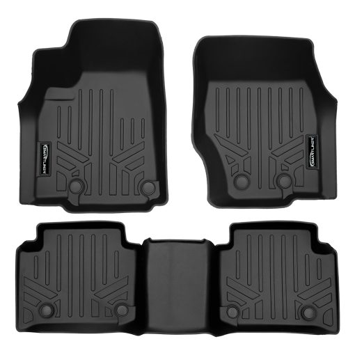 Juego de forros de piso negros SMARTLINER a medida para 2 filas compatibles con Jeep Grand Cherokee 2023-2024