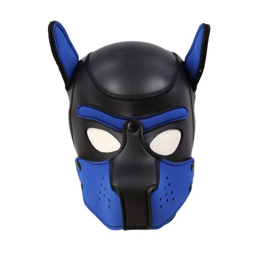 Mascara de Neopreno para Perros Quyuwowo con Capucha Desmontable para Cachorros Mascarilla de Halloween (Azul, Mascara con Collar y Brazalete) - Imagen 3