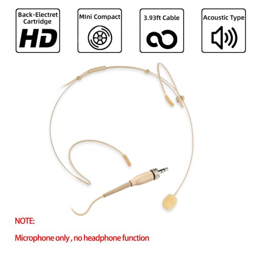 Microfono de Diadema Sujeetec para Sistema Inalambrico Sennheiser, Ideal para Conferencias, Actuaciones en Vivo, Teatro, Podcasts - Beige - Imagen 2