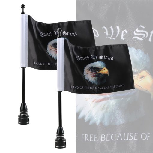MASION 2 Pcs Motorcycle Flag Black Flagpole Mounts United We Stand - Land of The Free Because of Brave Flags for Harley Yamaha Goldwing 1/2 Motorcycle Luggage Rack 6 x 10 Inch Flag - Imagen 2