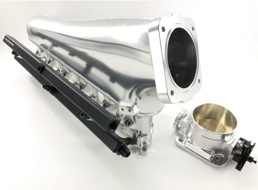 Juego de cuerpo de admision CNC de 2JZ-GTE con riel de combustible y cuerpo de aceleracion plateado de 90 mm 12 inyectores (Plateado)