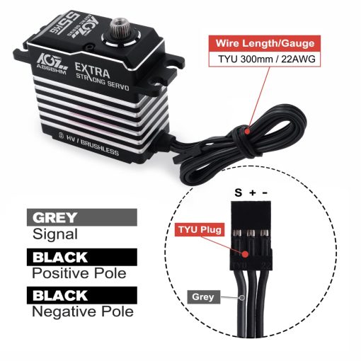 AGFRC 55KG Digital-Steering-Servo High-Torque Programmable - Servomotor Brushless de Metal Completo para Coche RC Crawler 1/8 1/10, angulo de Control 180? (A86BHM) - Imagen 4
