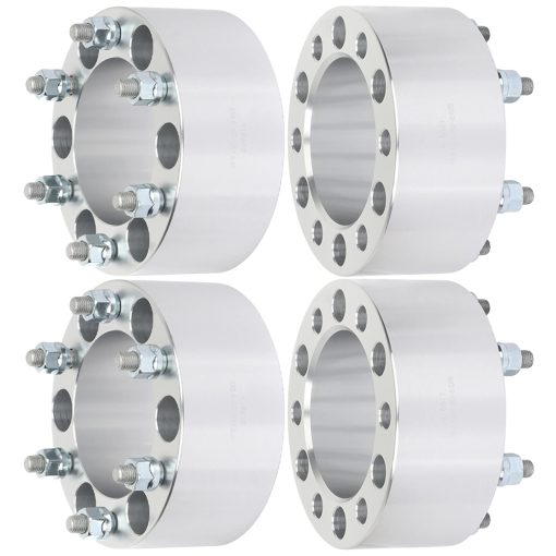 ECCPP (2 Pares) Separadores de Rueda de 6 Birlos de 3" 6x5.5 a 6x5.5 12x1.5 108mm Plateado Compatible con Toyota TUNDRA 2000-2006 e Isuzu Trooper 1992-2002
