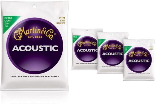 Cuerdas para guitarra acustica Martin M170 de bronce 80/20 extra ligeras - Paquete de 4