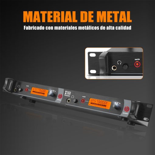 Sistema de Monitor Inalambrico XTUGA RW2080 de Metal Completo con 2 Canales y 4 Bodypacks para Monitorizacion con Auriculares Inalambricos para Escenario o Estudio Frecuencia 902-928mhz - Imagen 3