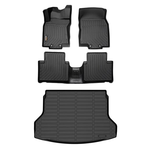 Tapetes para Piso All Weather para Nissan Rogue 2014-2020 (No es compatible con modelos Rogue Sport/Hybrid/Select/7 Asientos), Juego Completo de 1ra y 2da Fila, Tapetes de Auto Resistentes a la Intemperie - Accesorios Rogue Negro
