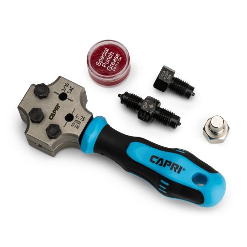 Herramienta de doble cabezal Capri Tools 3/16 pulgadas, hace una flama de burbuja ISO/DIN de 4.75 mm y doble flama SAE de 3/16 pulgadas