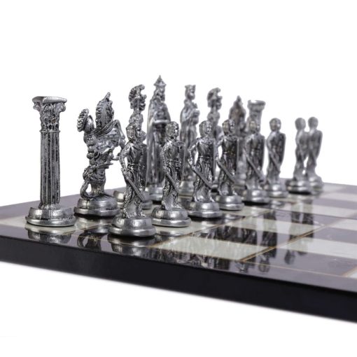 Juego de Ajedrez de Metal de Cobre Antiguo del Ejercito Britanico Medieval para Adultos, Piezas Hechas a Mano y Tablero de Ajedrez de Marmol Diseno de Madera Rey 3.35 pulgadas - Imagen 3