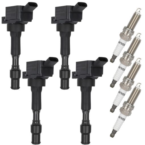OCPTY 4 bobinas de encendido con 4 bujias de iridio se ajusta GN10877 UF816 UF-816 49137 para Hyundai Elantra Sonata Kona para Kia Forte Optima 2.0L