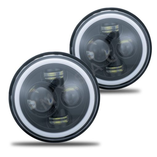 Conjunto de 2 faros redondos de 7 pulgadas blanco DRL ambar Halo Ojo de angel Senal de Giro Alto/Bajo Compatible con Jeep Wrangler Dodge Chevy Chevrolet GMC y otros modelos