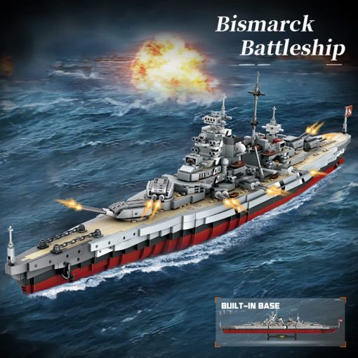 Set de bloques de construccion del acorazado militar aleman Bismarck GODIYTOPPY, conjunto de ladrillos coleccionables del crucero de la Segunda Guerra Mundial, juguete de construccion MOC para adultos (2081 piezas) - Imagen 2