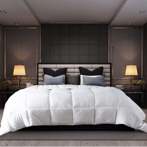 Edredon Europeo de Plumon de Ganso Blanco de 700 Fill Power Serenity - Suave, Hipoalergenico, Ligero para Todo el Año - Fabricado en Estados Unidos - Tamaño Queen 86 x 86 Pulgadas (Peso para Todo el Año, Queen)