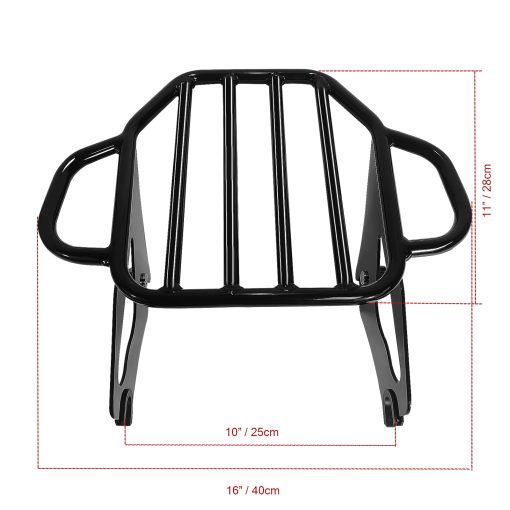 Portaequipajes Extraible de Dos Plazas en Negro Brillante Fjpacemt para Motocicleta Harley Davidson Touring Models 2009-2024 Street Glide Road Glide Electra Glide Road King - Imagen 2
