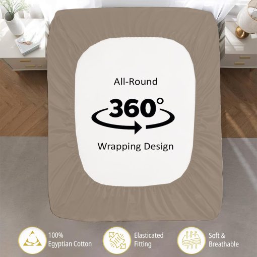 Conjunto de Sabanas Marina Shades Twin Taupe 4 Piezas Juego de Cama Tamano Twin 1000 Hilos 100% Algodon Egipcio Sabana Plana, Ajustable y 2 Fundas de Almohada Set de Cama de Hotel que Refresca Ajuste para Colchon de Bolsillo de 17 Pulgadas - Imagen 6