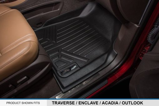 Set de Tapetes para Piso SMARTLINER Negro de 2 Filas Compatible con Chevrolet Traverse 2009-2017 / Buick Enclave 2008-2017 / Saturn Outlook 2007-2010 / GMC Acadia 2007-2016 / GMC Acadia Lmtd 2017 (Estilo de Carroceria Antiguo) (Asiento de Segunda Fila Banco) - Imagen 3