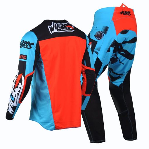 Conjunto de Jersey y Pantalones de Motocross Willbros para Offroad Dirt Bike Riding MX Gear Racewear Azul (Jersey XXL Pantalones 38) - Imagen 4