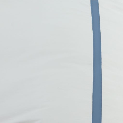 Juego de Sabanas Queen Sferra Estate Collection - 100% Algodon de Larga Fibra de 200 Hilos por Pulgada Percale con Detalles de Saten - Ropa de Cama Refrescante, Suave y Transpirable, Juego de 4 Piezas, Blanco/Mar - Imagen 3