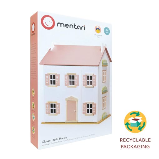 Mentari Toys - Casa de Munecas Trebol - Casa de Munecas Grande con 6 Habitaciones - Casa de Munecas de Genero Neutro - Fomenta el Juego Creativo e Imaginativo para Ninos - Edad 3+ - Imagen 9