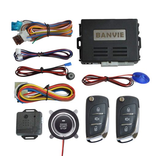 Sistema de Alarma de Seguridad de Entrada Sin Llave para Automovil + Arranque Remoto del Motor + Boton de Encendido/ Apagado de Motor