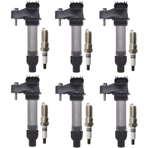 Conjunto de Bobina de Encendido Iridium con 6 Bujias UF569 Compatible con Chevrolet Buick Cadillac Suzuki GMC Colorado Camaro Equinox SRX ATS XTS Enclave Allure Canyon - Imagen 2
