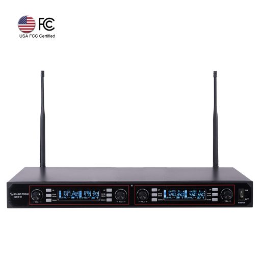 Sistema de Microfono Inalambrico Profesional Ajustable de 200 Canales Montable en Rack de Sound Town con Receptor de Metal, 4 Microfonos Lavalier, 4 Transmisores de Cuerpo (NESO-U4LL) - Imagen 2