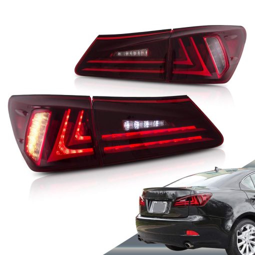 Faros traseros LED VLAND compatibles con Lexus IS250 IS350 2006-2012 IS 220d y modelo ISF (NO compatible con IS250C/IS350C), Rojo Claro