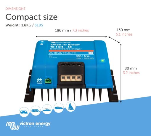 Cargador DC-DC Victron Energy Orion-Tr Smart 12/24-Volt 15 amp 360-Watt Aislado (Bluetooth) - Imagen 3