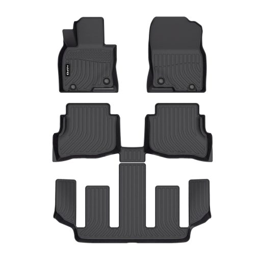 Tapetes HAFIDI Fit para 2020-2023 Mazda CX-9 (Modelos de 6 Asientos con Asientos Tipo Cubeta en la 2da Fila sin Consola Central) Forros de Piso de Coche TPE Se Ajustan a 1ra & 2da & 3ra Fila Juego Completo de Accesorios Personalizados CX9, Negro