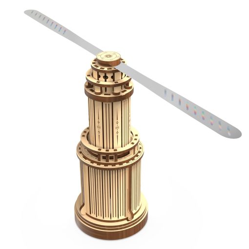Rompecabezas 3D de Madera Modelo Faro con Ventilador para Adultos, Kit de Construccion de Bloques de Madera Retractil con Ventilador, Bloques de Patrones de Madera para Decoracion de Mesa de Comedor y Mesa de Cocina