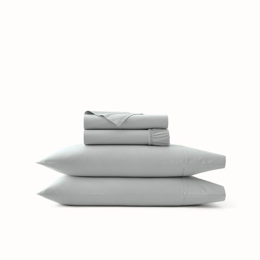 Juego de Sabanas con Dobladillo BOLL & BRANCH Signature - Full, Mineral - Lujo 100% Algodon Organico - Incluye 1 Sabana Plana, 1 Ajustable, 2 Fundas de Almohada - Super Suave