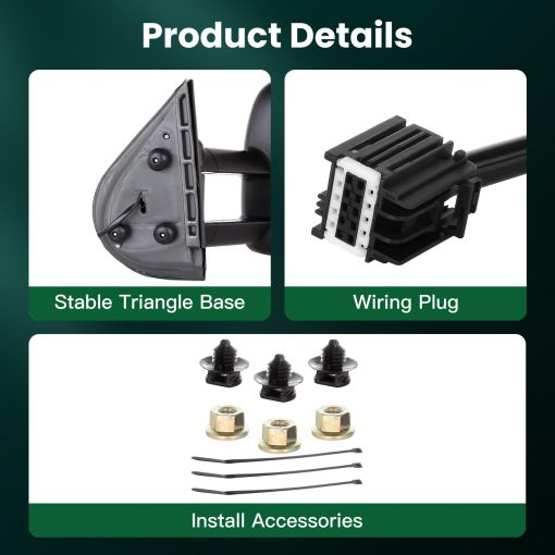 Espejos de remolque SCITOO para Chevy para GMC Accesorios exteriores Espejos para Silverado Sierra 2007-2013 (07 New-Body Style) con Control de energia (Espejo principal) Termicos Telescopicos Plegables - Imagen 5