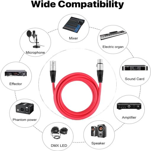 Cable de 50 pies XLR DREMAKE para Microfono, Escenario, DJ, Pro, Estudio - Rojo - Imagen 4
