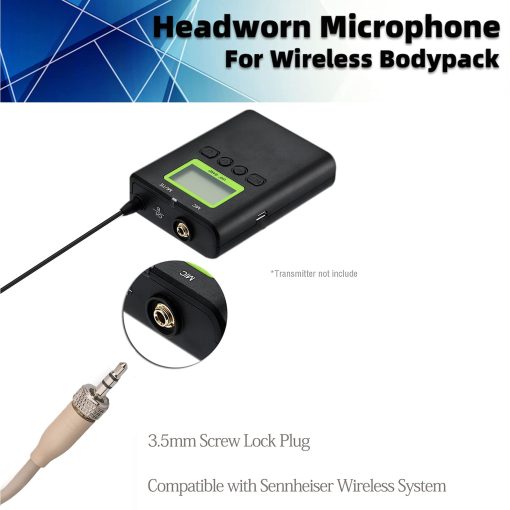 Microfono de Diadema Sujeetec para Sistema Inalambrico Sennheiser, Ideal para Conferencias, Actuaciones en Vivo, Teatro, Podcasts - Beige - Imagen 3