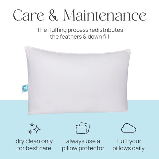Almohada Firme de Plumon de Ganso King Size 20x36 Pulgadas, 100% Algodon, Set de 2 - Imagen 5
