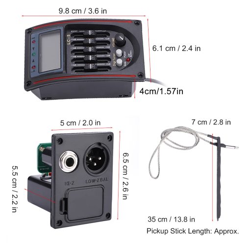 EQ Ecualizador de Pastilla para Guitarra Acustica Bnineteenteam de 5 Bandas con LCD - Imagen 5