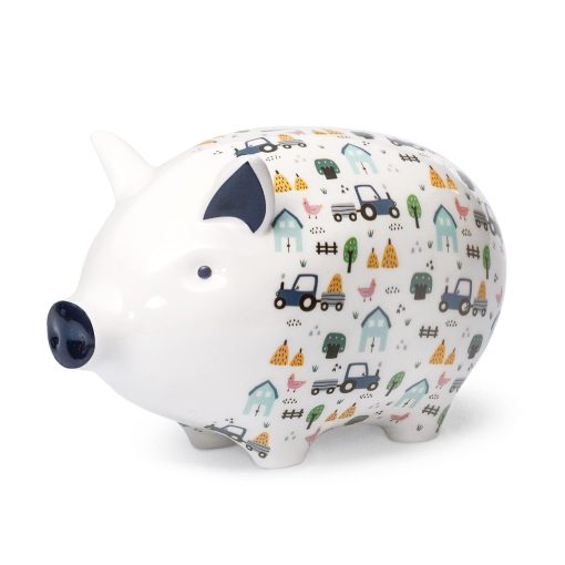 Alcancia de ceramica de cerdito Tilly para ninos y ninas con diseno divertido de granja y animales - Imagen 2