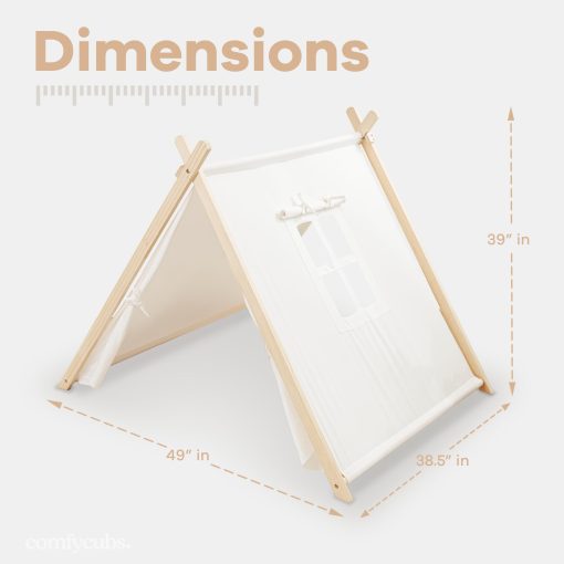 Tienda de Juegos para Niños Comfy Cubs - Espaciosa y Elegante Tienda para Niños Hecha con Lona de Algodon 100% Transpirable, Tienda de Campaña de Interior Imaginativa - Facil de Armar, Segura y Portatil, Tienda Tipi para Niños (Madera Natural) - Imagen 6